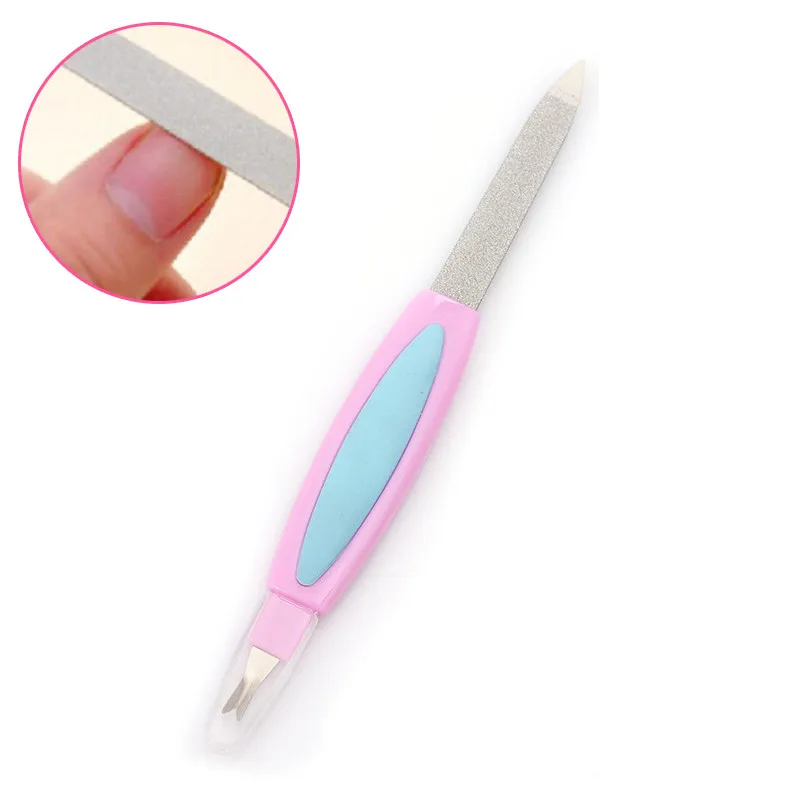 Doppel Kopf Dual-use-Edelstahl Nagel Datei Abgestorbene Haut Gabel Maniküre Pflege Puffer Nagel Salon Kunst Tipps Nagelhaut trimmer
