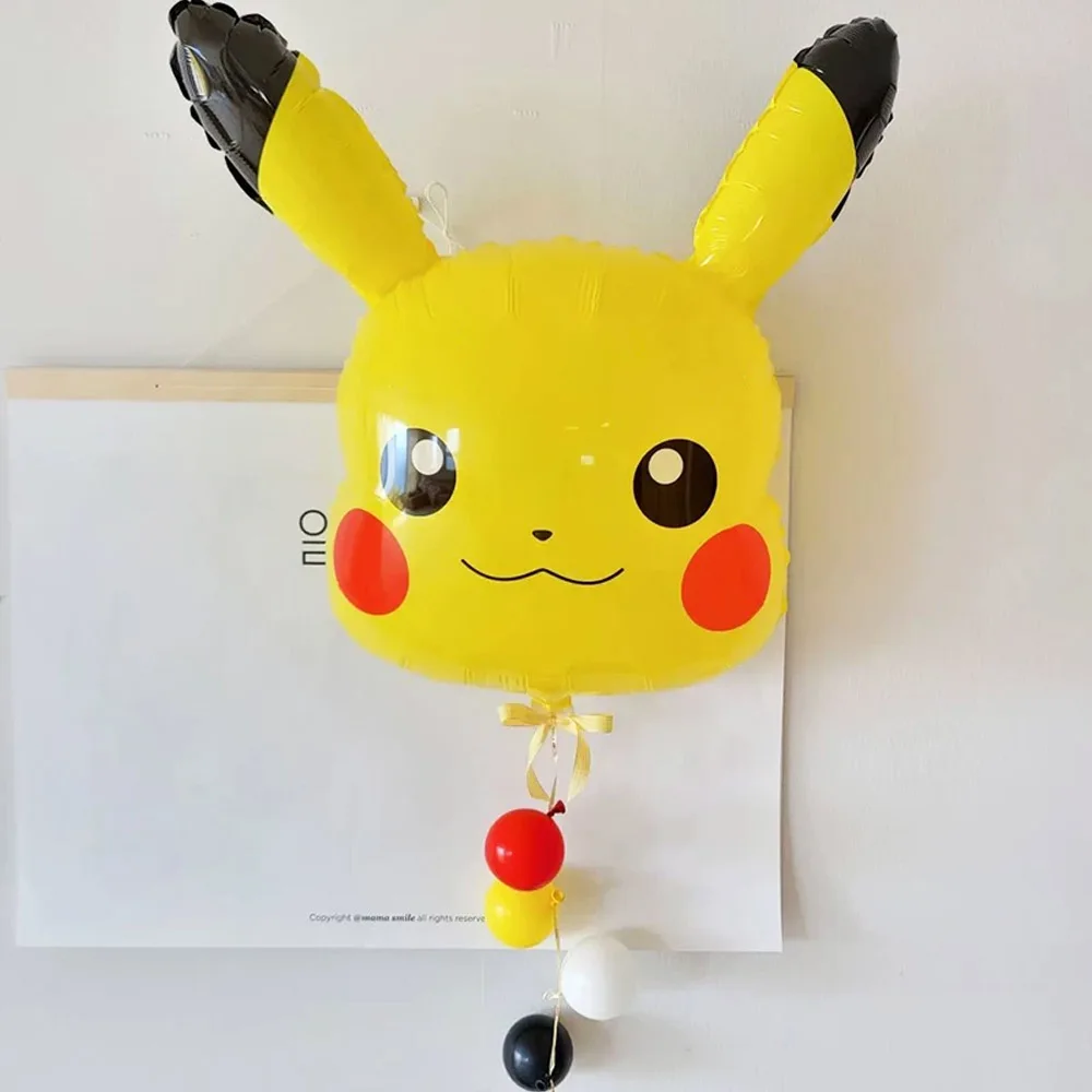 5 Stück Pokemon-Kopf-Luftballons Cartoon-Babyparty-Zubehör Pikachu Geburtstagsdekoration Zahlen-Folienballons Partyzubehör Jungen-Geschenke Image