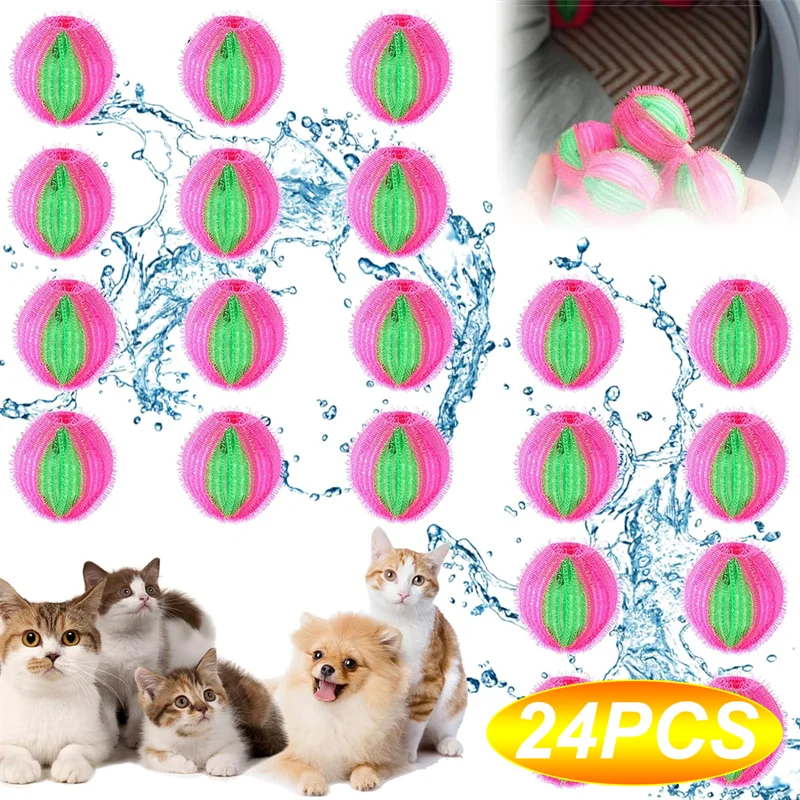 24/6 stücke Nylon magische Wäsche Ball Waschmaschine Haar filter schwimmende Pelz Flusen Haarentferner Fänger schmutzig sammeln Reinigungs bälle Image