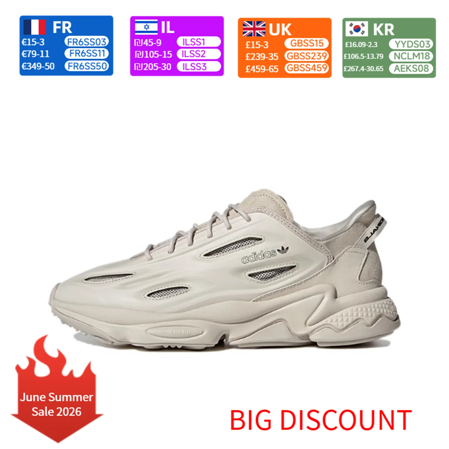 adidas Originals Ozweego Celox Celox Stoff Kunstleder Sport Komfort Low-Top Lifestyle Freizeitschuhe Unisex Beige GZ5231