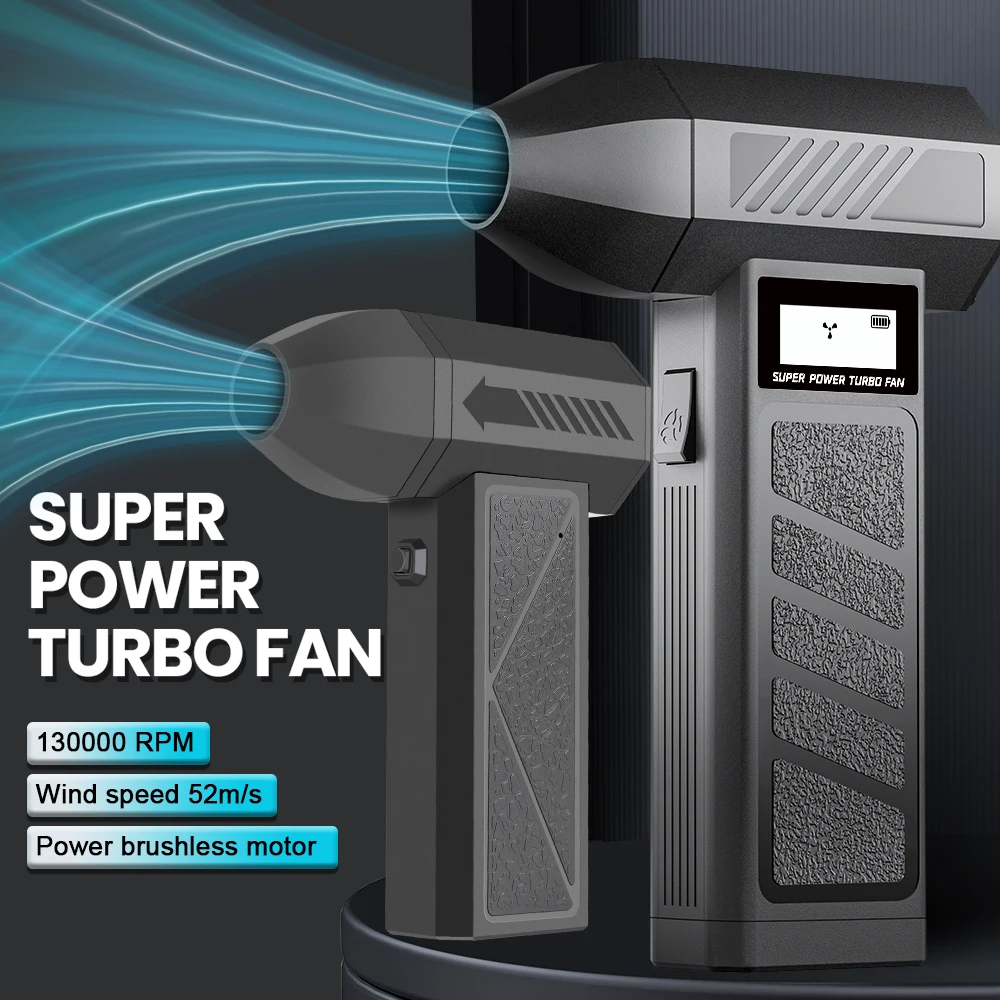 Tragbarer Luftkompressor für Auto-Innenraumreiniger, Kissenfüller, Turbo-Jet-Ventilator, 130000 U/min, Schneeblasen, Luftgebläse, Staubwedel, Luftpumpe Image