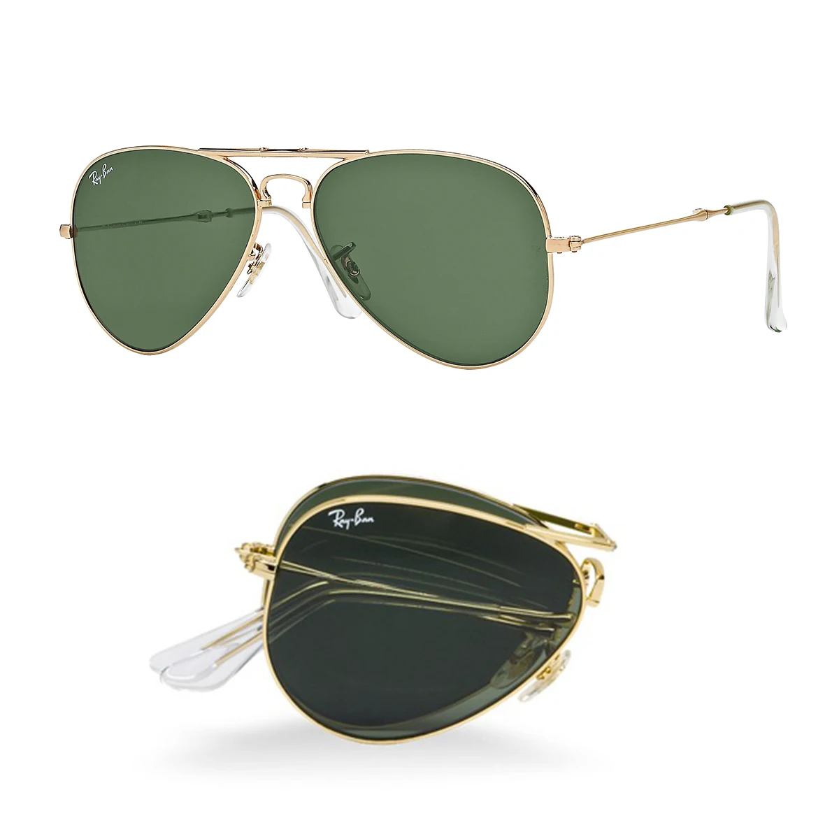 Rayban Original RB3479 faltbare Aviator-Sonnenbrille mit Glasgläsern, nicht polarisiert, im Karton Image