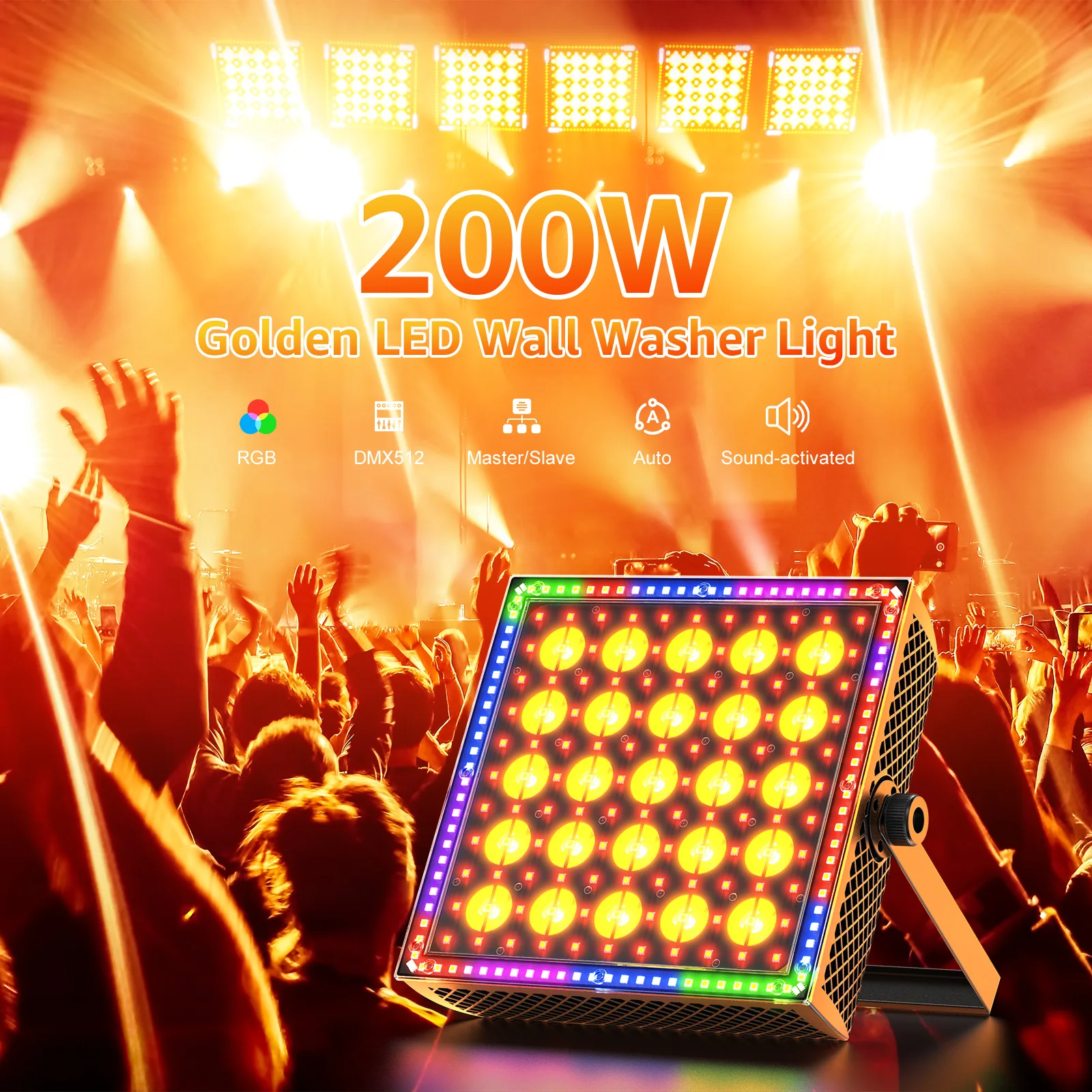 U'King 200W LED Wandfluter DMX512 Golden&RGB LED Pixel-Licht Wandbeleuchtung Bühneneffekt für DJ Disco Hochzeit Party