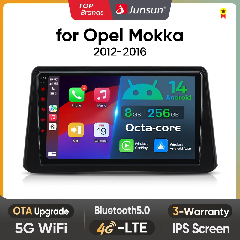 Junsun AI Wireless CarPlay für Apple Android 14 Auto Autoradio für Opel Mokka 2012 2013 2014 2015 2016 Multimedia Navi Stereo Image
