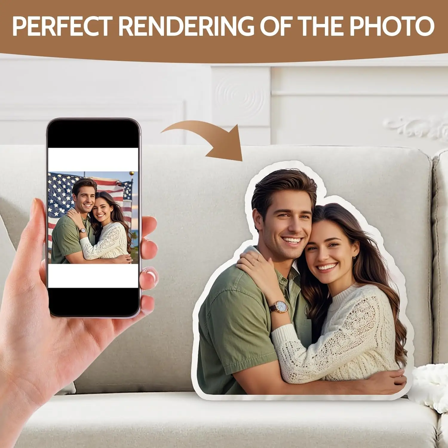 1 Stück personalisiertes bedrucktes Kissen für Paare, individuelles Foto-Sitzkissen, doppelseitig bedrucktes 3D-Kissen, individuelles DIY-Geburtstagsgeschenk Image