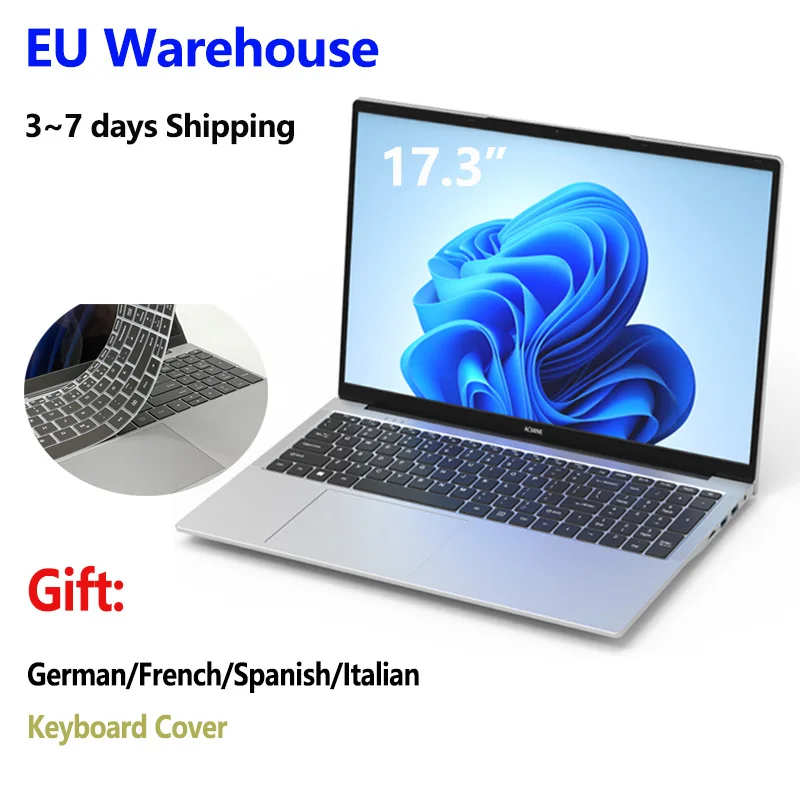 2025 Neuer 17,3-Zoll-Laptop 16GB RAM 512GB 1TB SSD Intel N150 Tragbares Notebook Leichtgewicht Windows 11PRO Image