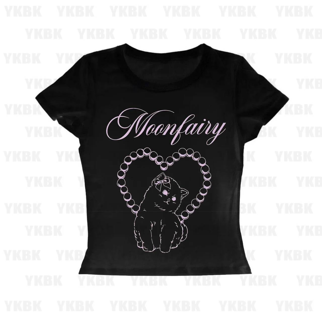 Kawaii Cute Cat Harajuku Kurzarm-Muster Damenbekleidung Tops Retro Streetwear Mode Y2k Style Print Tops 2000er Jahre Sommer Image