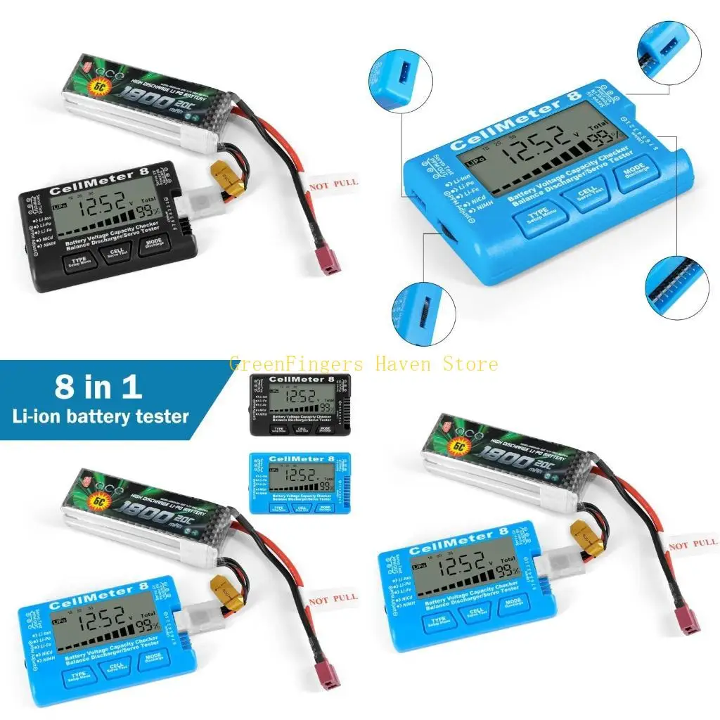 F68D Digitaler Batterie-Checker ABS-RC-Zellmesser 8-Kapazitätsprüfer Li-Ion NICD NIMH-Spannungstester Prüfungszellmesser Tools Image