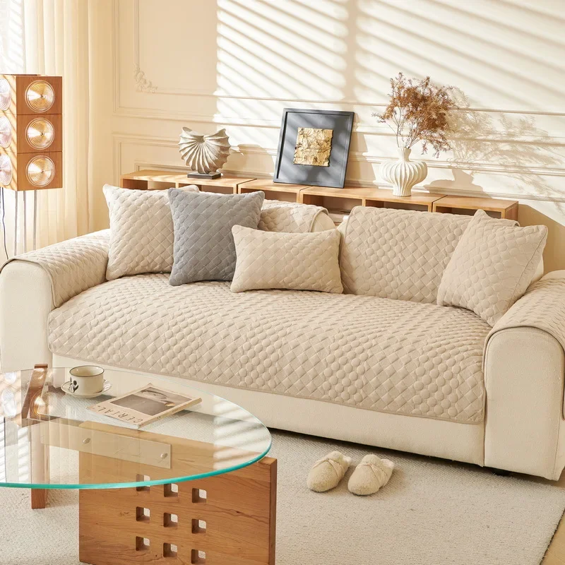 Sofakissen Herbst und Winter Modern Einfach Rutschfest Leder-Sofabezug Verdickter Vollständiger Sofabezug