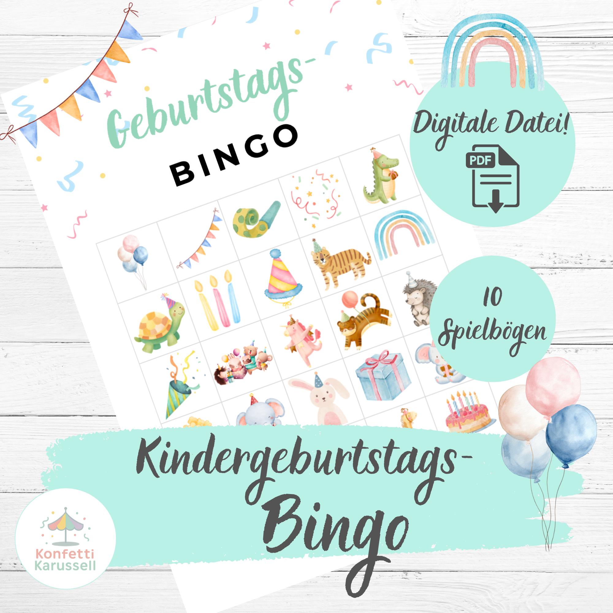 Bingo di compleanno per bambini | Gioco di società stampabile | Gioco di compleanno per bambini | Gioco del bingo di compleanno | Gioco di compleanno