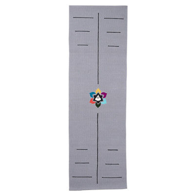 Comfort in Gray,'Embroidered Cotton Yoga Mat in Gray Crafted in India'