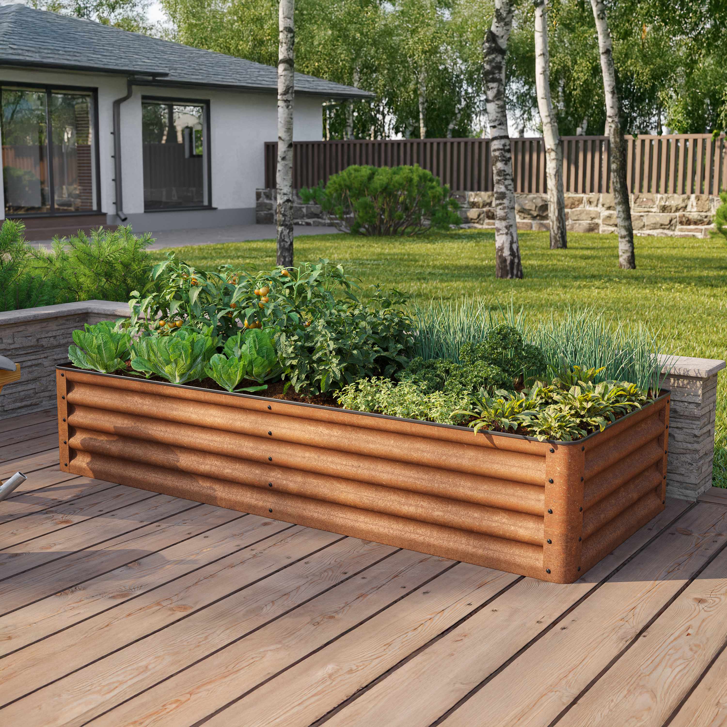 180 x 75 x 35 cm Hochbeet, Cortenstahl, Rost-Optik - (GFPV00970) Image