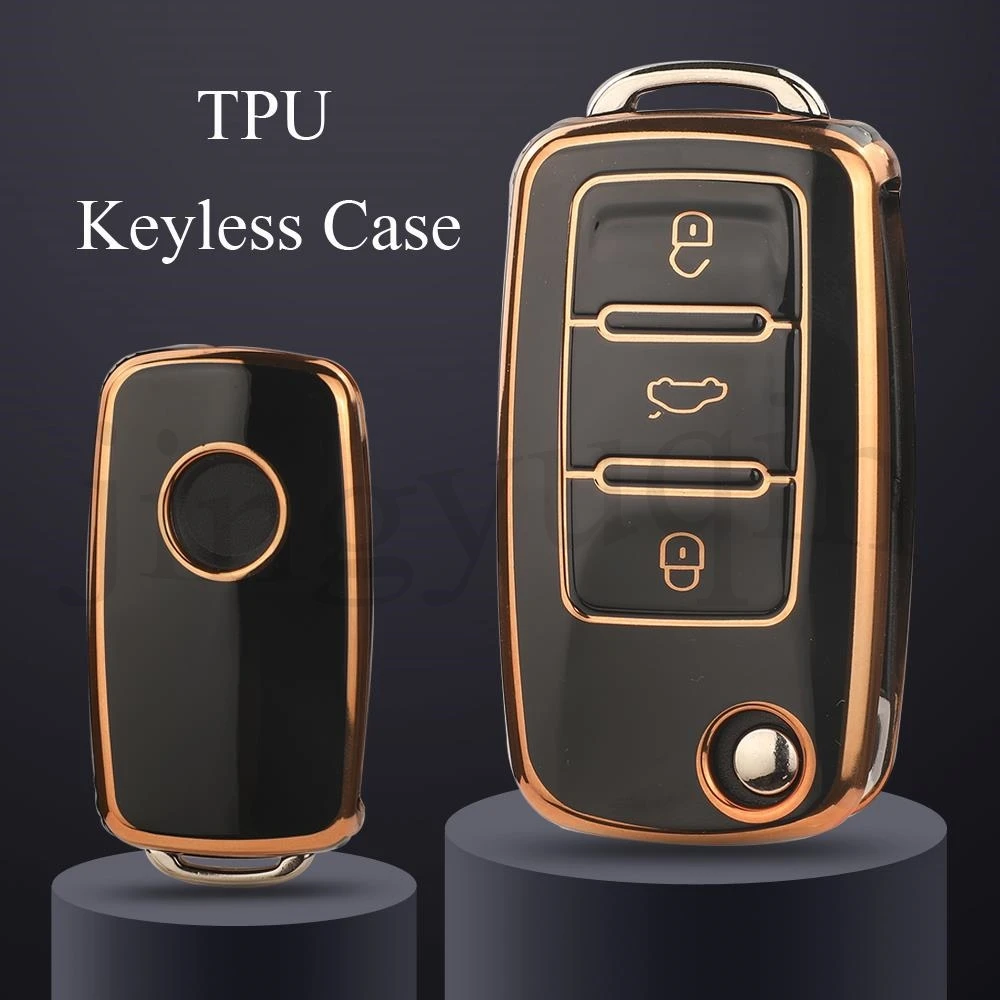 jingyuqin Fernbedienungs-Schlüsselhülle aus weichem TPU für Volkswagen VW POLO Tiguan Passat B5 B6 B7 Golf EOS Scirocco Jetta MK6 Octavia Image