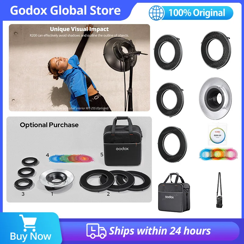 GODOX CB56 CB57 HC20 HC30 HC40 für Godox AD200 AD200Pro R200 Ringblitzkopf Zubehör Wabengitter Reflektor Tragetasche Image