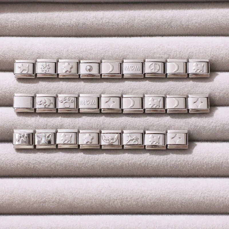 Y2K Charm Girlande Herz Sonne Schmetterling Hund Italienische Charm Links Fit 9MM Armband Edelstahl DIY Schmuck Machen Großhandel Image