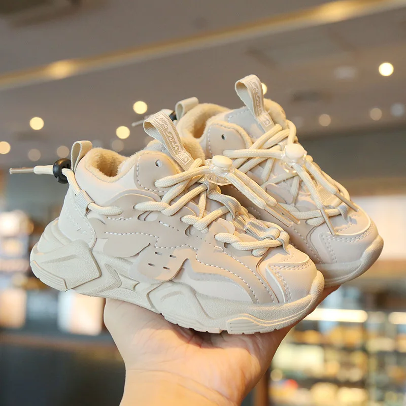 Plüsch Kinder Chunky Sneakers Wasserdichte Jungen Sportschuhe Bequeme Fußgewölbeunterstützung Mädchen Laufen Kinderschuhe