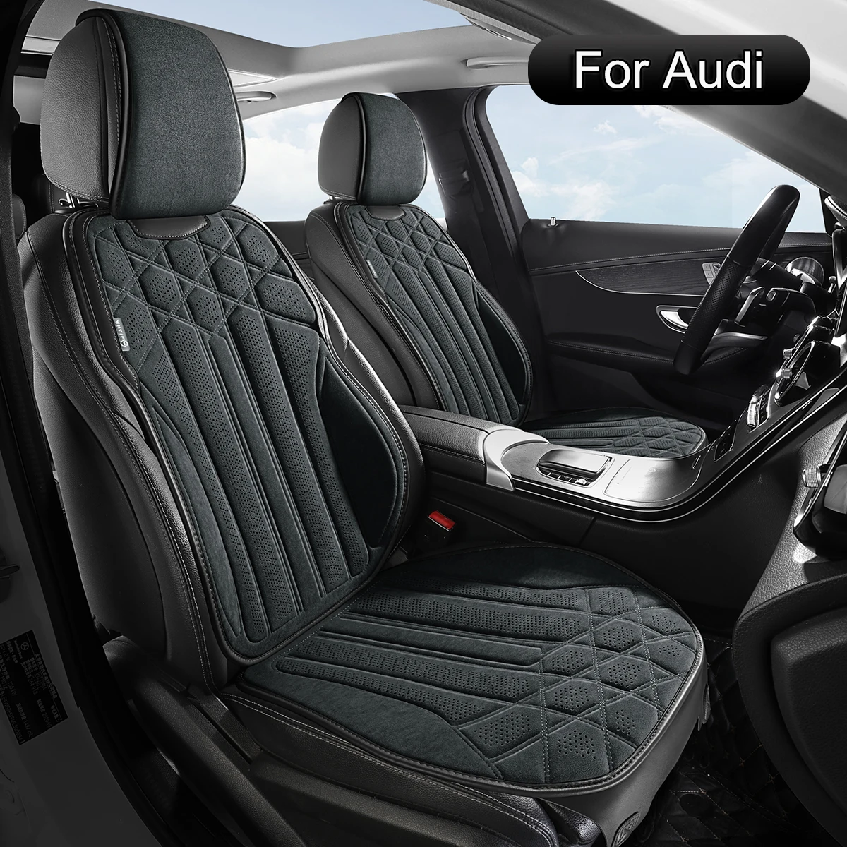 Wildlederimitat Autositzhüllen Halbbezogen Komplettset, für Audi A1, A3, A4, A5, A6, Q2, Q3, Q5, Q7, e-tron Image