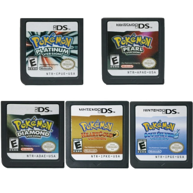 NDS Video Game Cartridge Pokemon White 2 Soul Silver Heart Gold Pearl Diamond Black 2 DS Games Compatible Spanish Language