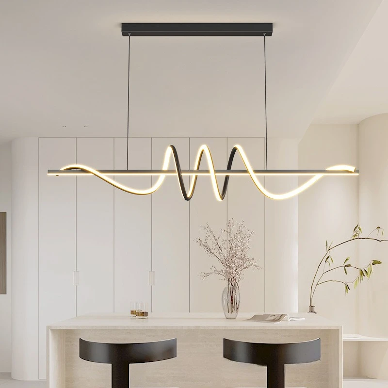 Kronleuchter Moderne Esstisch Pendelleuchte Home Beleuchtung Wohnzimmer Dekoration Bar Lineare Wellenförmige Lampe Minimalistisches Esszimmer