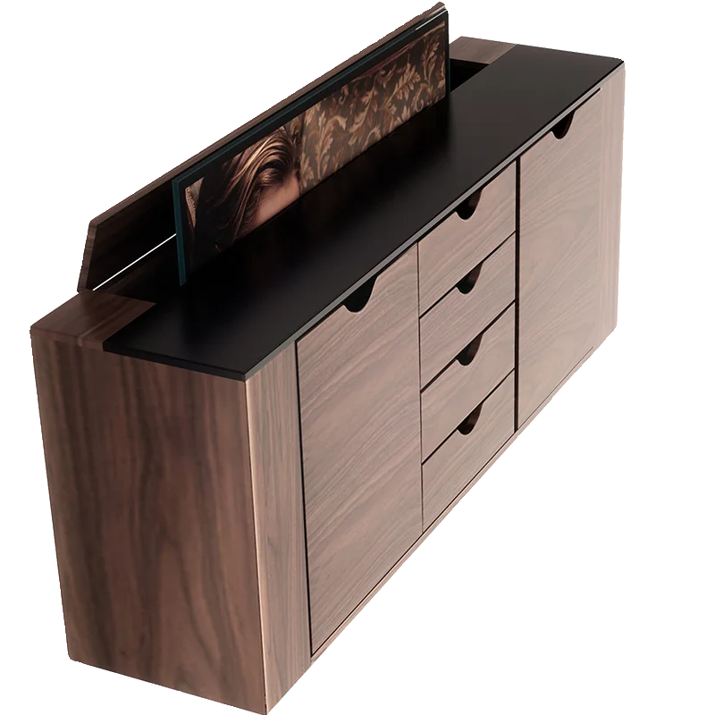 Versteckter, intelligenter, anhebbarer TV-Schrank mit integrierter Fernbedienung und elektrischer Öffnung aus massivem Holz Image