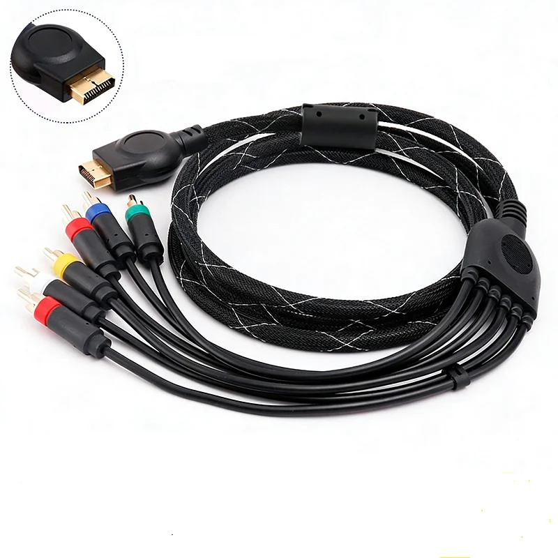 Hochauflösendes 6-Spitzen-Komponenten-AV-Kabel, RCA-Audio-Video für PS3, PS2, HDTV, Spielekonsole, kompatibel