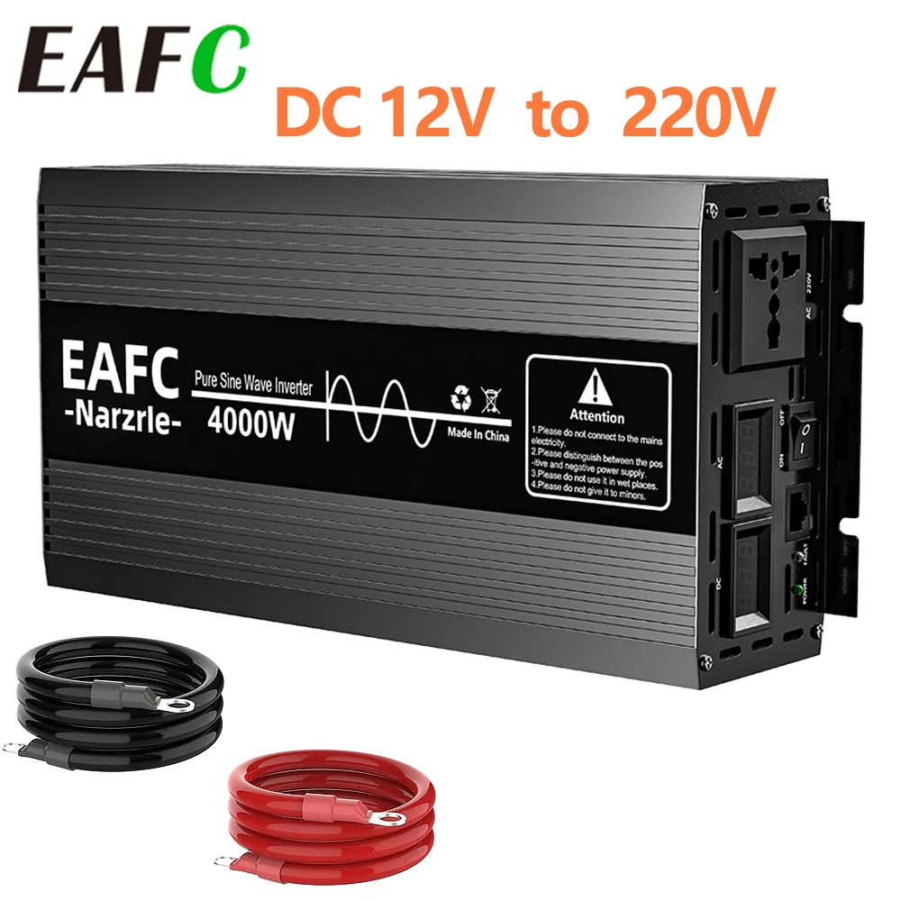 EAFC 2000 W/3000 W/4000 W Auto-Wechselrichter, DC 12 V zu AC 220 V, tragbare Powerbank, multifunktionale Universal-Steckdose, Onboard-Konverter Image