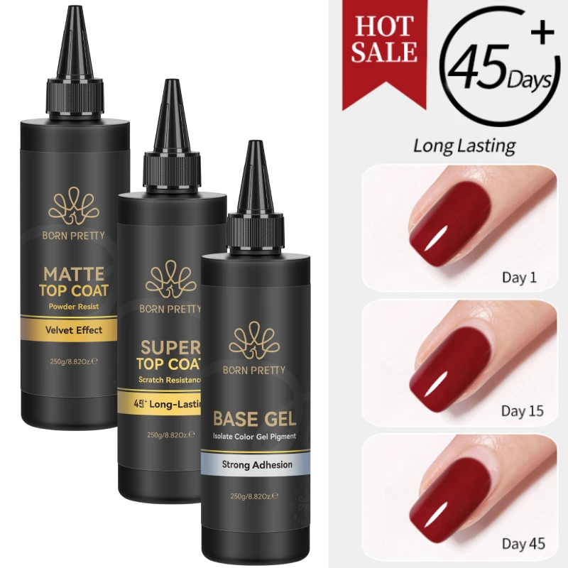BORN PRETTY 250g Super Top Coat Gel Nagellack Basis-Gel Matt Top Coat Jelly Gel Gummi-Basis-Gel Abziehbarer Großvolumiger Lack Image