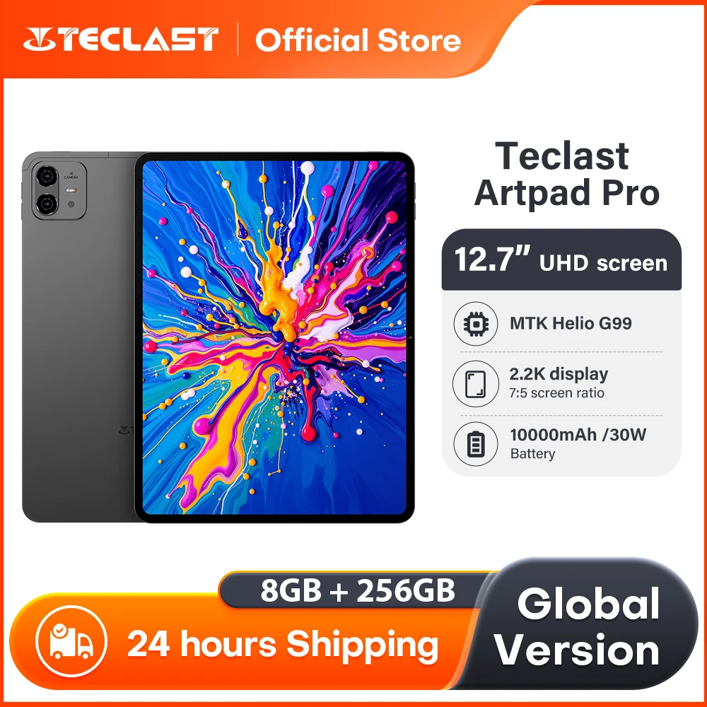 Teclast ArtPad Pro 12,7" 2,2K UHD-Display 20 GB RAM (8+12 virtuell) 256 GB ROM Helio G99 10000 mAh 30 W Android 15 Tablet Global LTE Image