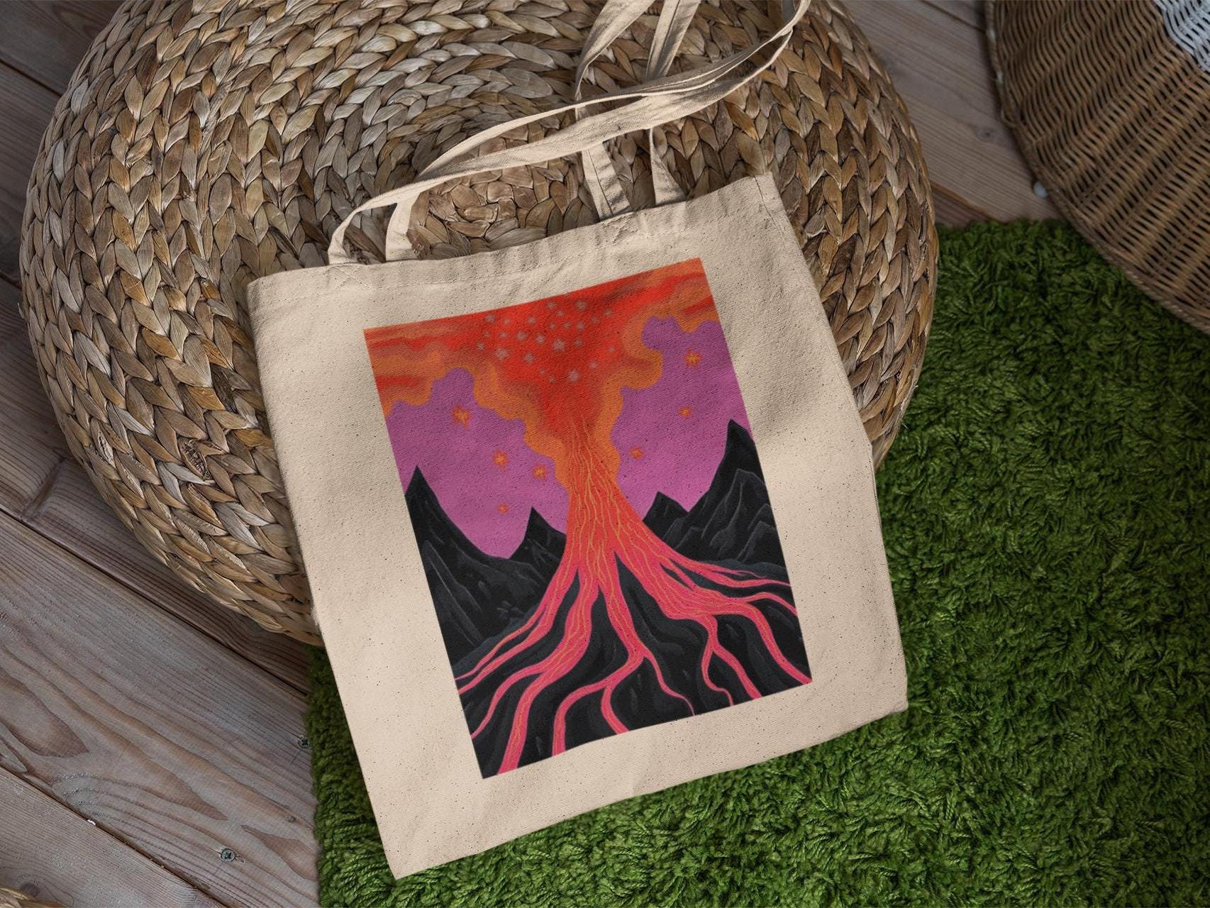 Borsa tote Volcano Star - Borse tote carine, borsa tote estetica, borsa tote regalo, borsa di tela, borsa per libri, borsa tote, borsa tote estetica