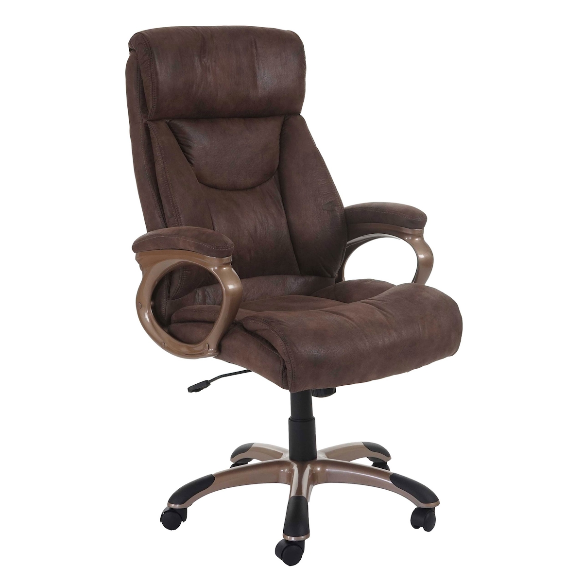 Mendler Bürostuhl Dallas, Schreibtischstuhl Drehstuhl Chefsessel, FSC®-zertifiziert ~ Wildleder-Optik taupe-braun Image