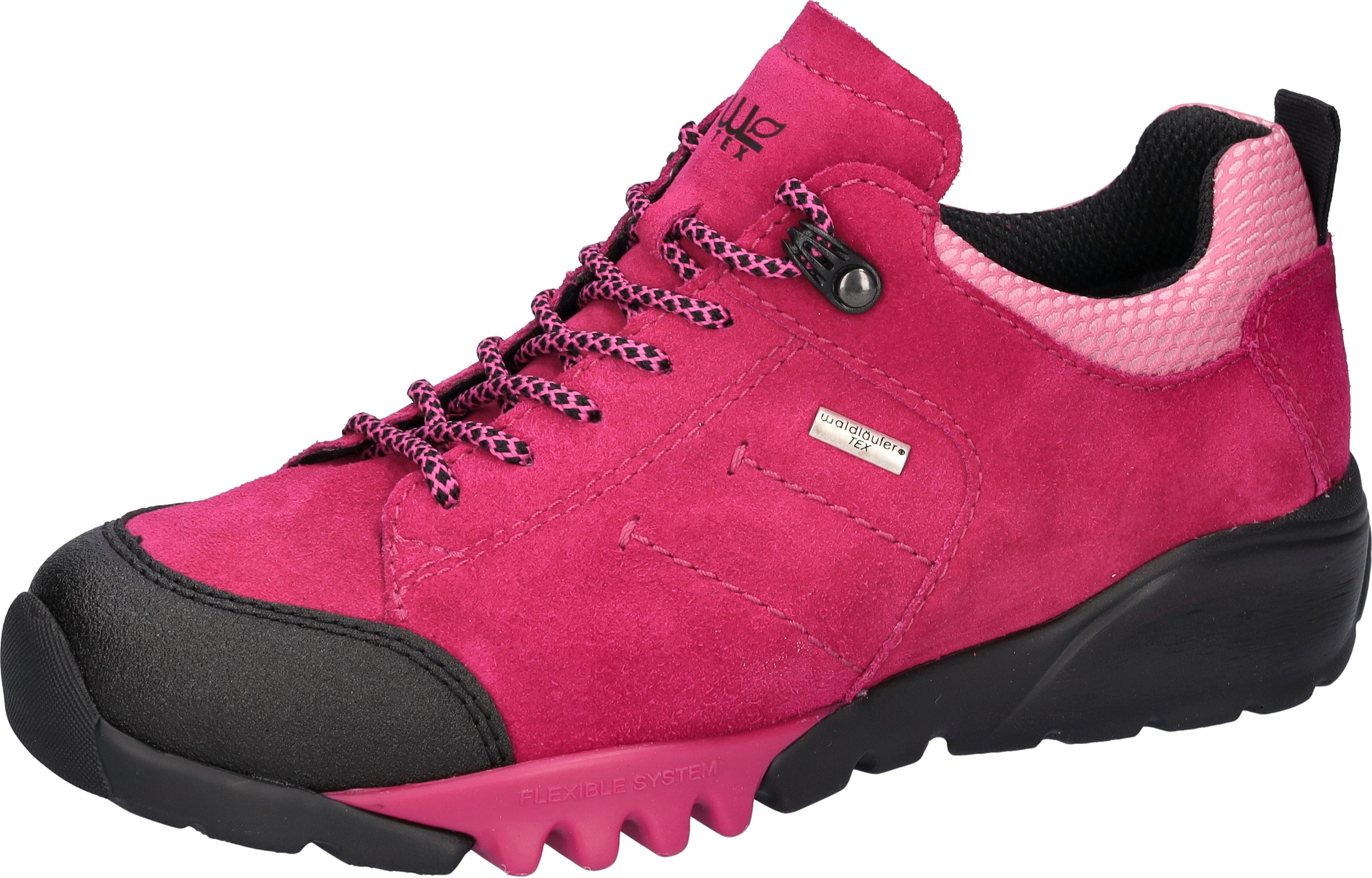 Trekkingschuh WALDLÄUFER "H-AMIATA", Damen, Gr. 7 (40,5), magenta, schwarz, rosé, Gummi, Textil, Veloursleder, kontrastfarbene Details, Schuhe Trekkingschuh, Freizeitschuh, Halbschuh, Outdoorschuh mit TEX-Ausstattung, H-Weite Image