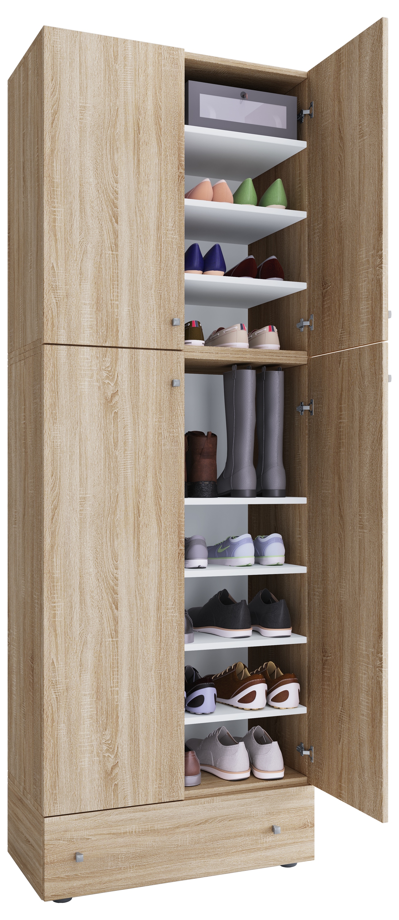 Schuhschrank VCM "XXL Schuhschrank Kleiderschrank Schrank Lona 9f A", braun (sonoma, eiche), B:70cm T:39cm, Obermaterial: 100% Holz Wood., Schränke, Schuhschrank Image