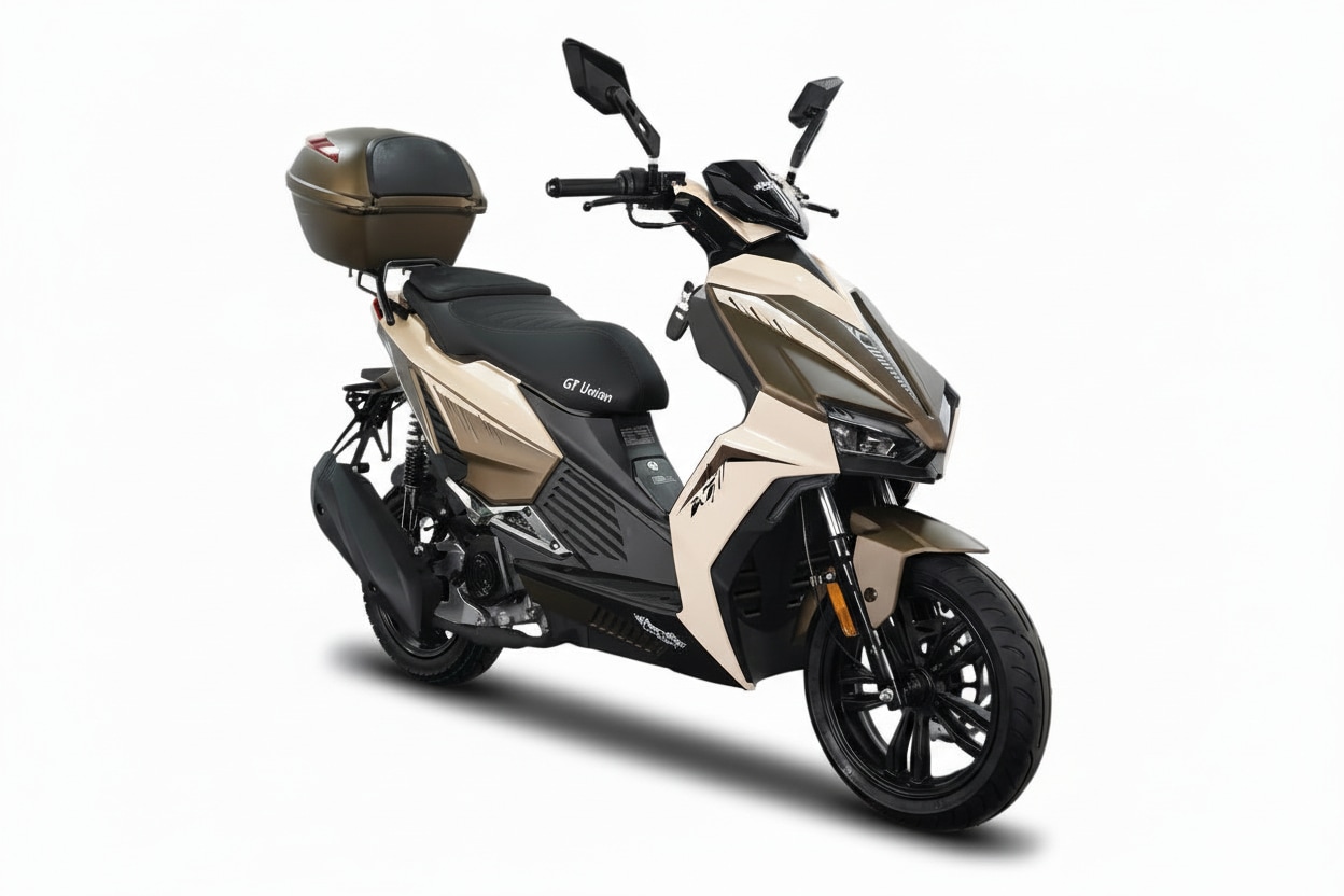 Motorroller GT UNION "Matador A7, 50 ccm, 45 km/h", coffee, schwarz, Motorroller, mit Topcase, 45 km/h, B:74,4cm H:110cm L:190,7cm