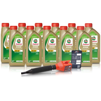 Castrol 11x 1 L EDGE 5W-30 LL + Ölwechsel-Anhänger + Einfülltrichter [Hersteller-Nr. 15F7DA] Image