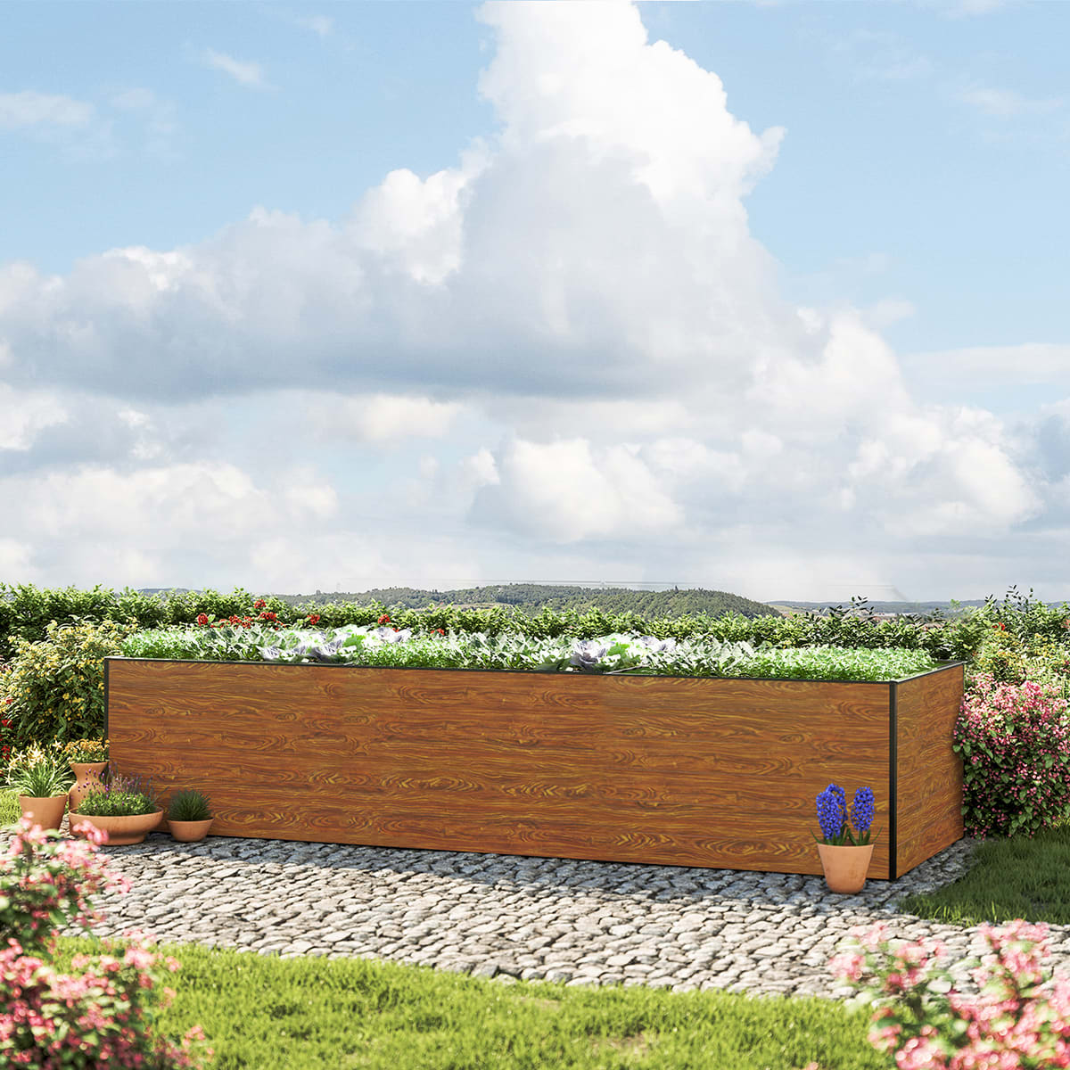 351 x 77 x 77 cm Hochbeet, Holzoptik - (GFPV00386)