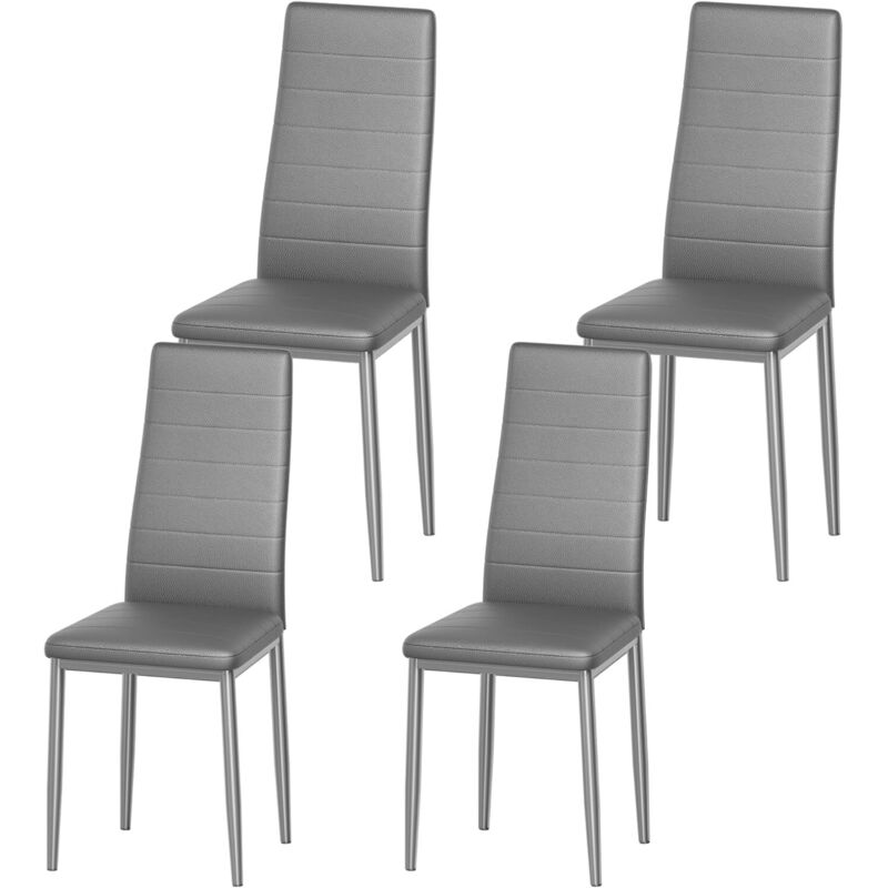 Set 4 Sedie Sala Da Pranzo Stanew, Sedie Da Pranzo, Sedie Da Pranzo Moderne, Seduta Imbottita Spessa, Set Di Sedie Da Cucina, Gambe In Acciaio, Sedie Cucina In Similpelle, Grigio