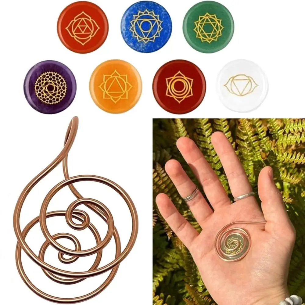 Verstellbarer Kupfer-Handring Handgefertigter Schmuck Reiki-Energie Spiral-Handring Kupfer-Manschette Image