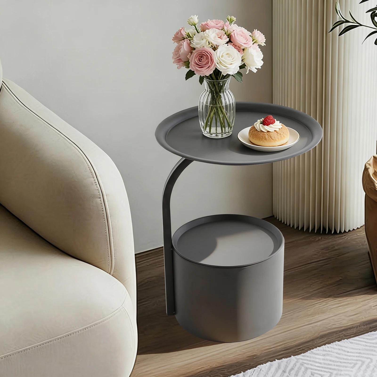 Moderner Runder Beistelltisch Durchdachtes Design Couchtisch Sofatisch Image