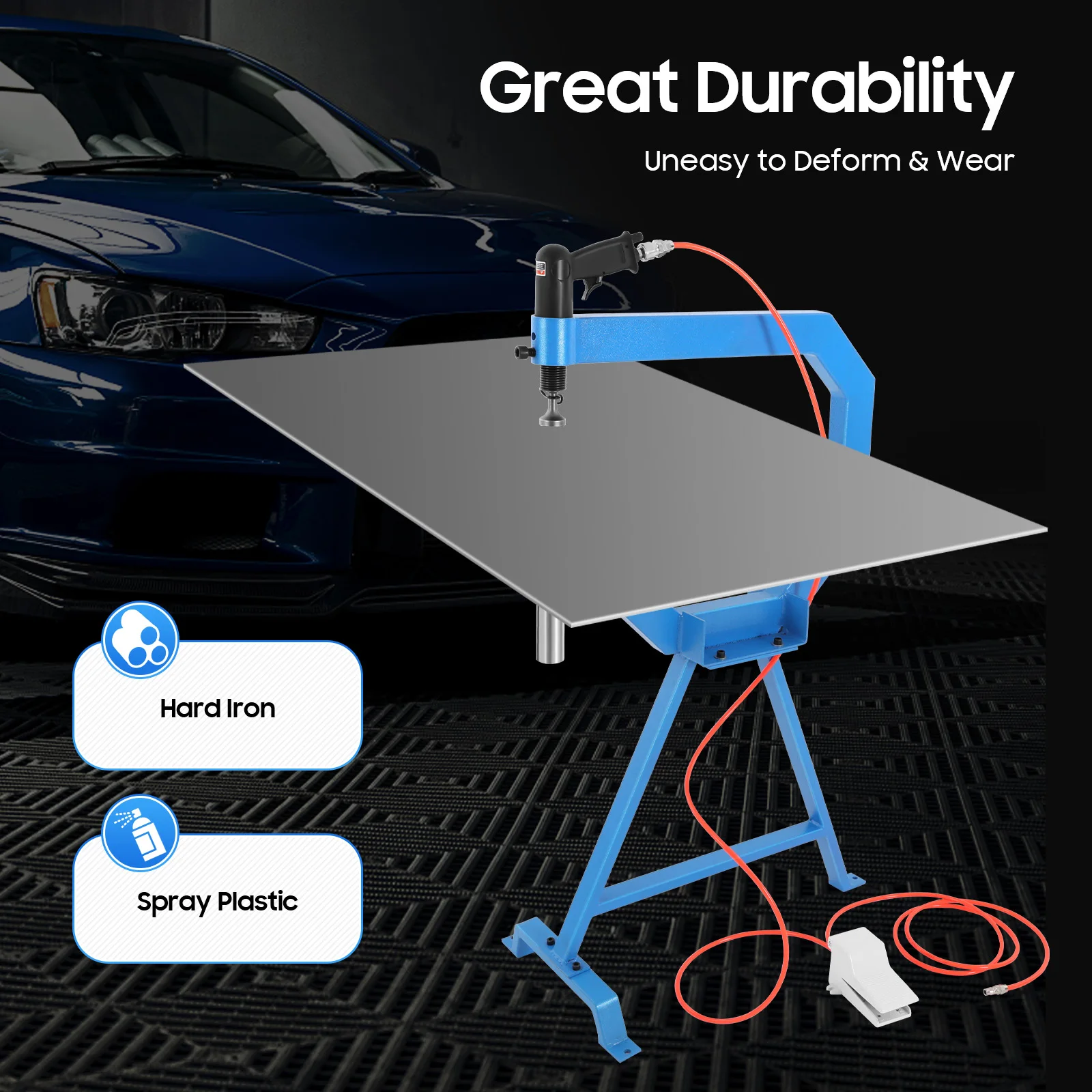 Hochleistungs-Drucklufthammer-Planierer mit 4-Zoll-Öffnung, 100 PSI, für Fahrzeugrestaurierung, Fertigungsbetriebe und kundenspezifische Metallarbeiten Image