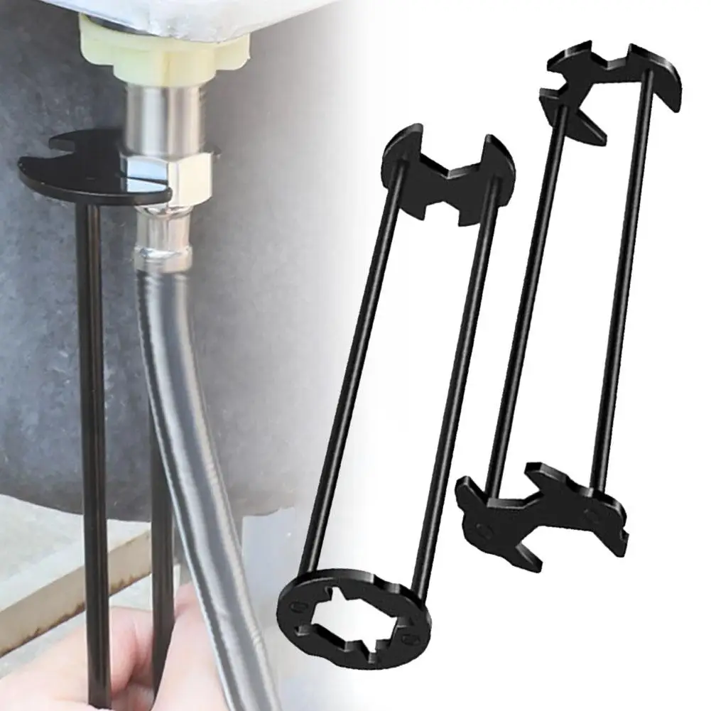 2-teiliger Spülbeckenschlüssel, Multifunktionaler Kohlenstoffstahl-Wasserhahnschlüssel, Sanitär-Rohrzange, Badezimmer-Küchen-Spülbecken-Reparaturset, Hardware-Werkzeuge