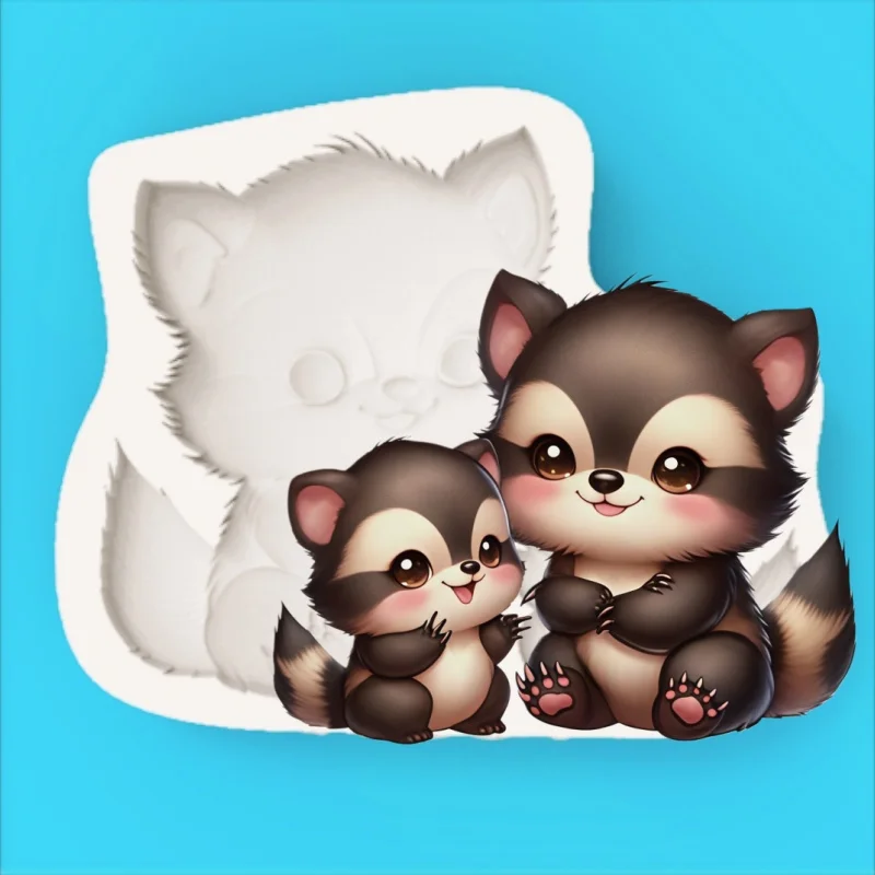Waschbär-förmige Silikonform für Fondant- und Schokoladenherstellung Image