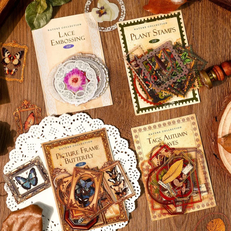 20 Stück Retro-Pflanzen- und Schmetterlings-Aufkleber, einfach zu schneiden, kein Verblassen, für Studenten, Tagebuch, Layout, etwas Besonderes Image