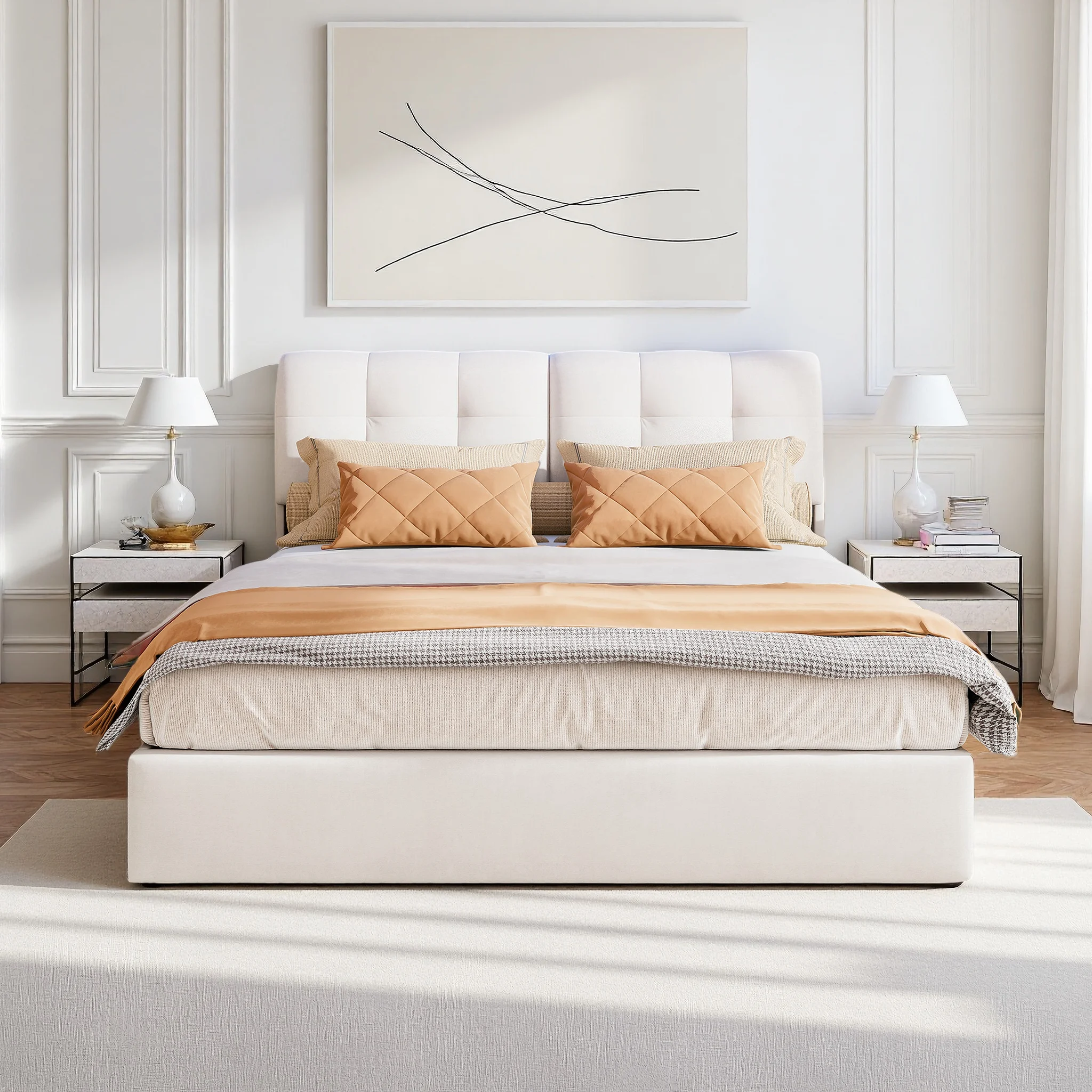 Bett mit Bettkasten,Polsterbett Doppelbett 140x200 cm,Stauraumbett mit LED,Funktionsbett,Hydraulisch Stauraumbett mit Bettkasten Image