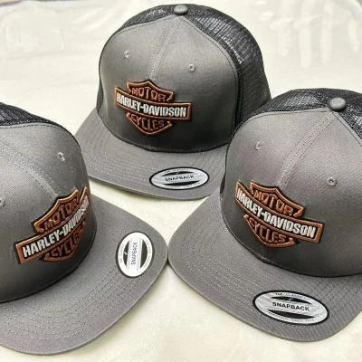 Klassische Motorrad-Mesh-Hüte für den Außenbereich, bestickter Sonnenschutz für Herren und Damen, lässiger Hut mit flacher Krempe für Harley Davidson-Zubehör