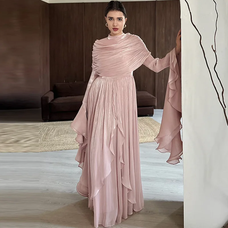 Eid Dubai Damenkleid Abaya Plissiertes Muslimisches Jalabiya Ramadan Vestidos Largos Islam Partykleider Arabisches Langes Gewand Marokko 2026 Image