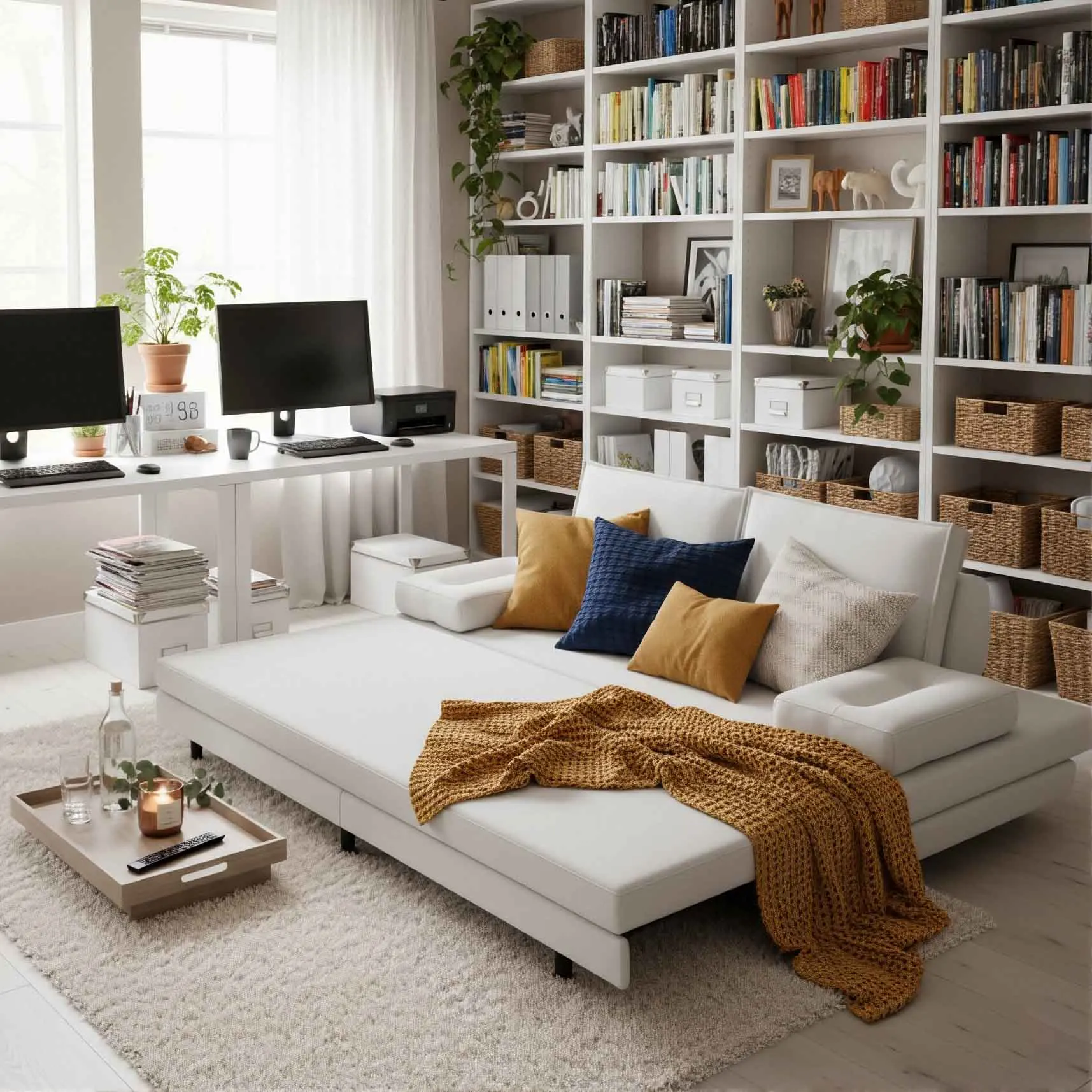 Schlafsofa 3-Sitzer aus Stoff, Stretchbett (180x cm) mit Schieferbox, 2 Kissen inklusive Image