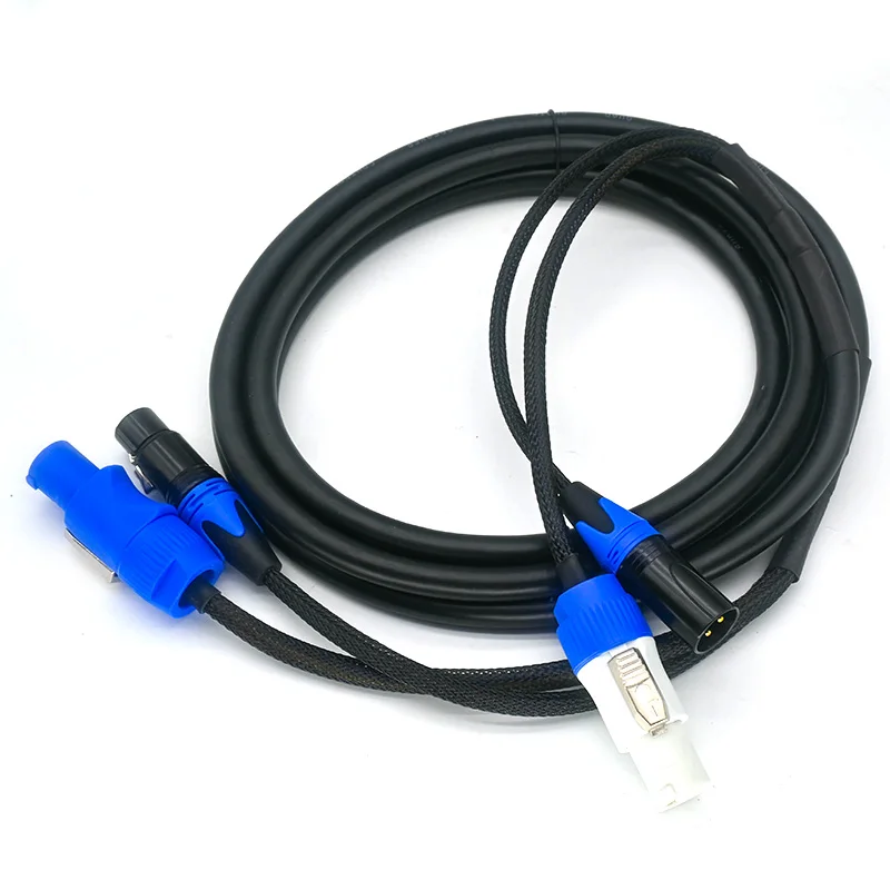 Powercon DMX-Kombi-Verbindungskabel, 1,5 m, 1 m, 2 m, 3 m, 5 m, 3-poliges XLR- und Power-Con-kompatibles Kombi-Kabel für bewegliche Beleuchtung Image
