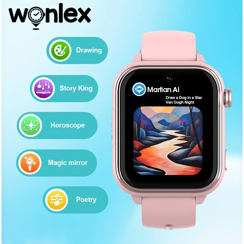 Wonlex KT37 Kinder Smart Watch AI Sprachassistent GPS WiFi Standort Tracker 4G Videoanruf APP Monitor Kinder Smart Watch