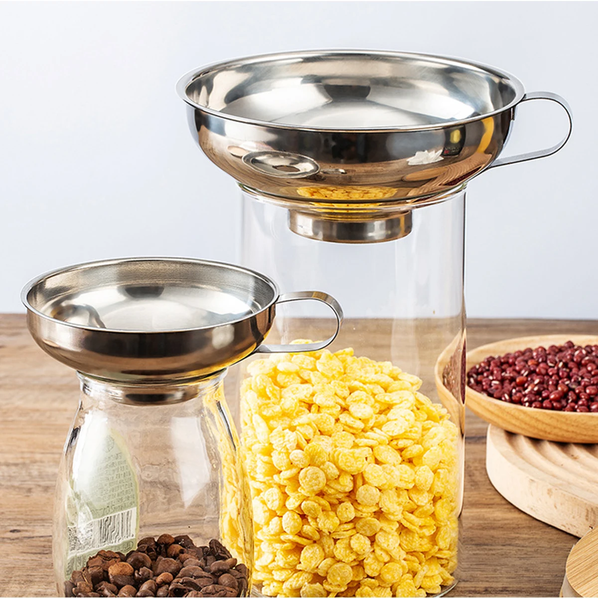 1 Stück verdickter Edelstahltrichter mit großem Kaliber für Küchenutensilien, eingelegte Fleischsauce und fünf Körner Weithals-Trichter Image