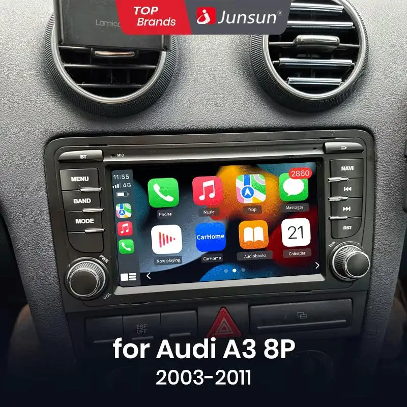 Junsun 7-Zoll-Android-Autoradio für Audi A3 8P S3 2003-2012 CarPlay Auto-Multimedia-Stereo-Intelligentes System 4G GPS RDS DSP DAB+ Image